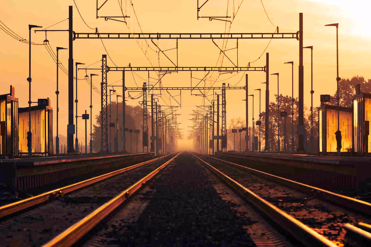 Railway at Golden Sunrise